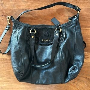 Black Leather Coach Crossbody Bag Purse